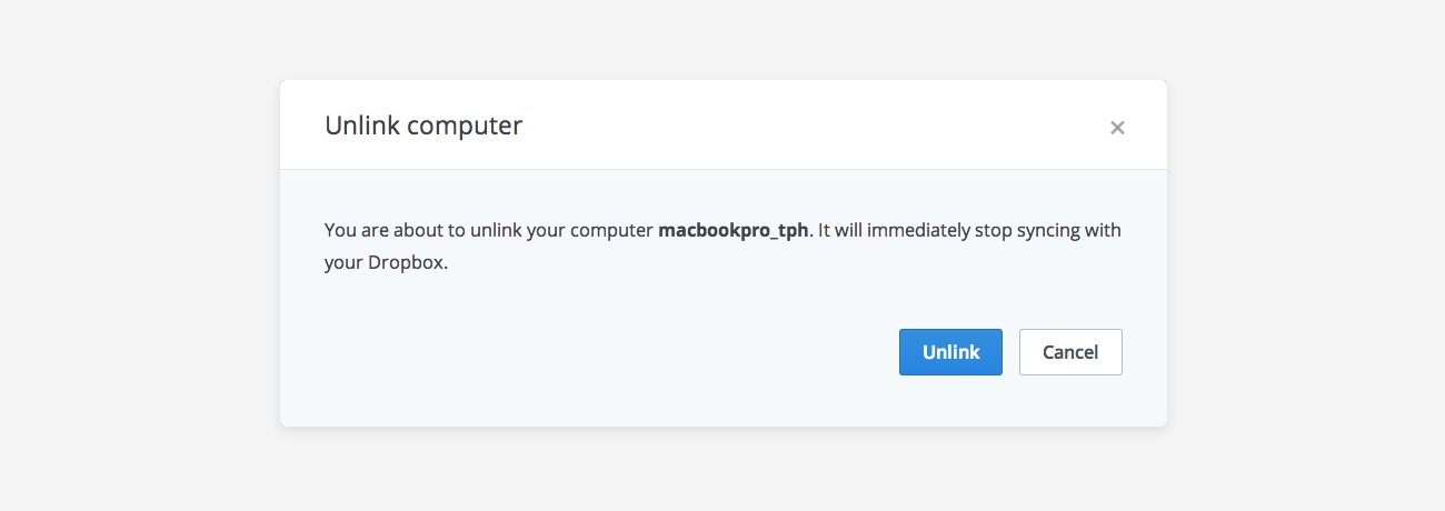 Unlink a device from Dropbox account