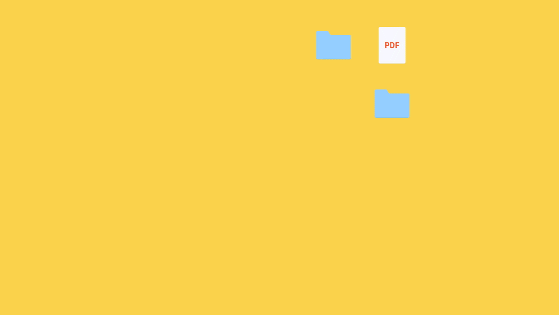 Animación de selección de carpetas y un archivo para hacer una copia de seguridad en Dropbox Backup