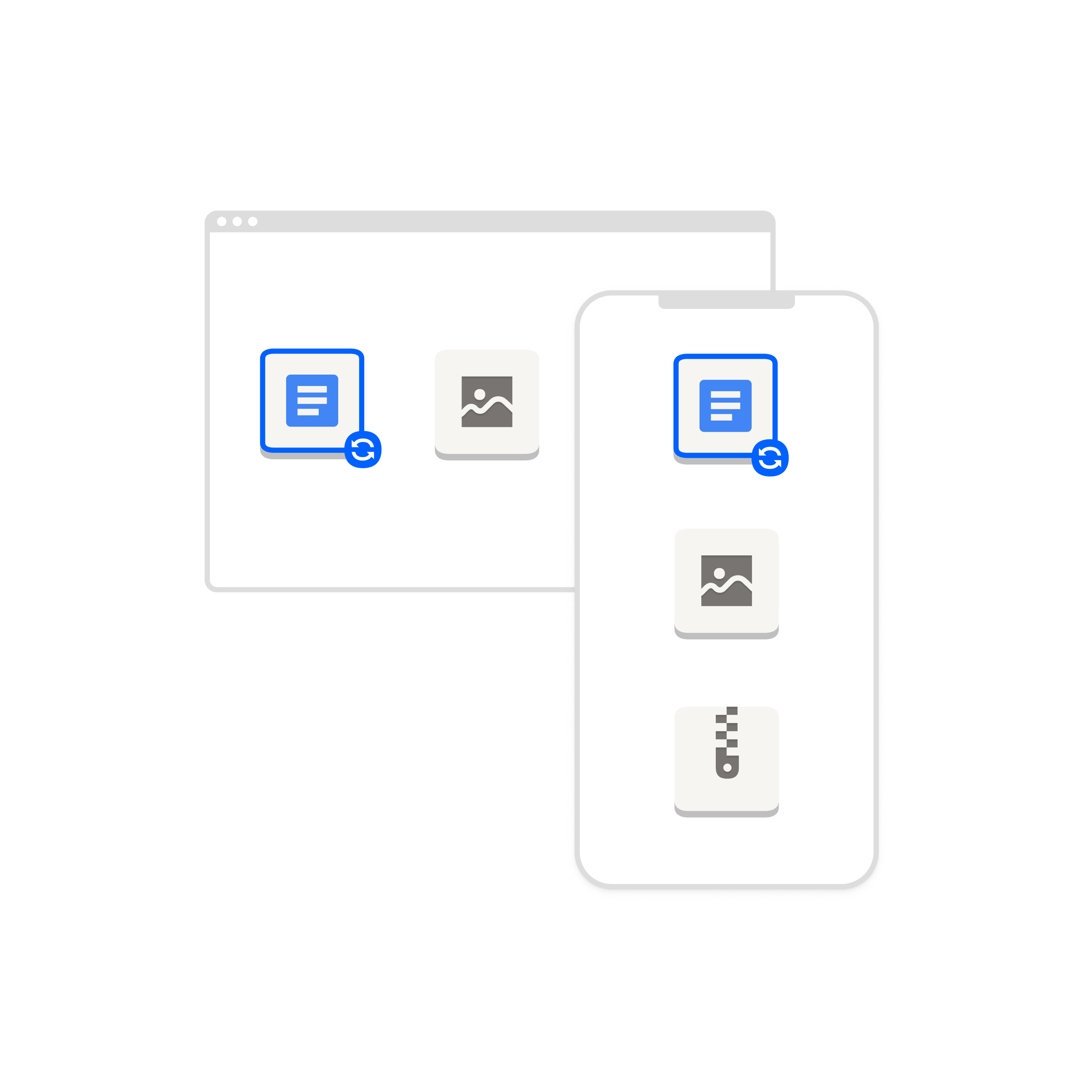 Synchronisierung von Dateien über Mobil- und Desktop-Geräte hinweg.